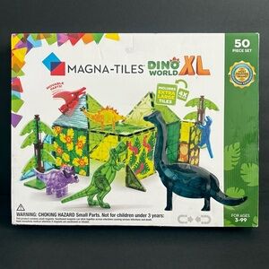 Magna-Tiles Dino World XL 50 Pieces 6 Dinosaurs Construction Magnet Building Toy